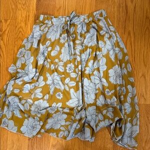 Floral Midi Skirt in Mustard and Gray